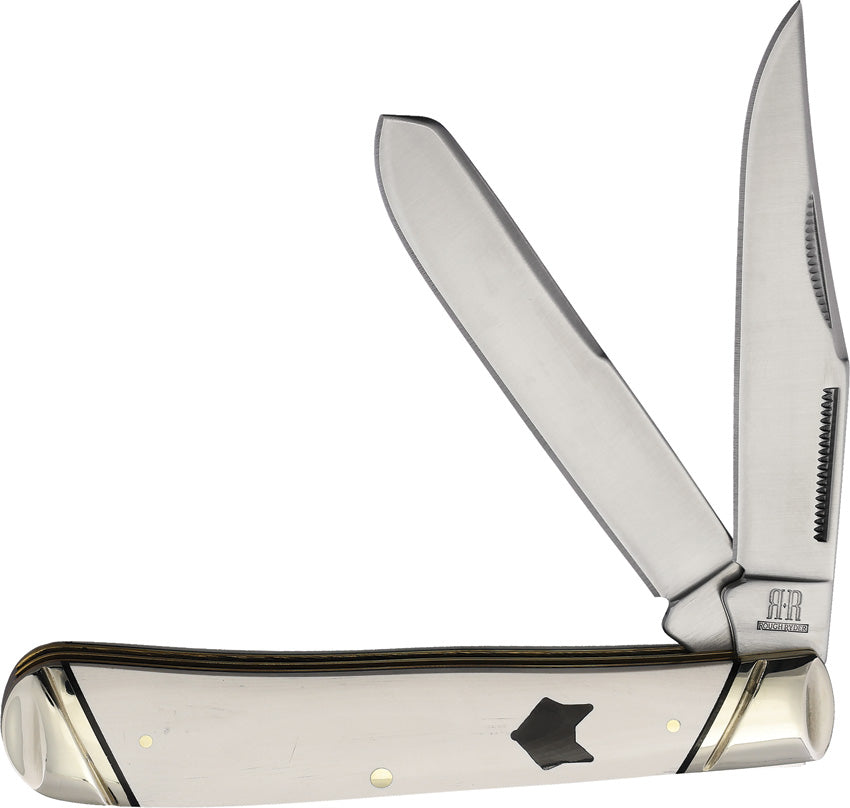 Rough Ryder Arctic Fox Trapper White Micarta Folding Stainless