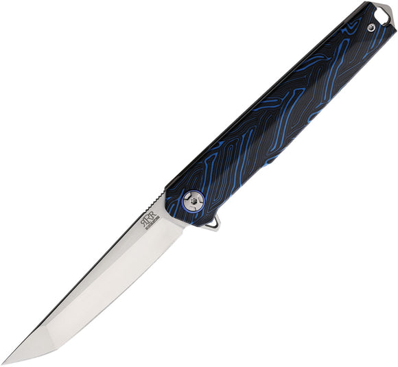 Rough Ryder Reserve Linerlock Black & Blue G10 Folding D2 Tanto Pocket Knife 028
