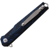 Rough Ryder Reserve Linerlock Black & Blue G10 Folding D2 Tanto Pocket Knife 028