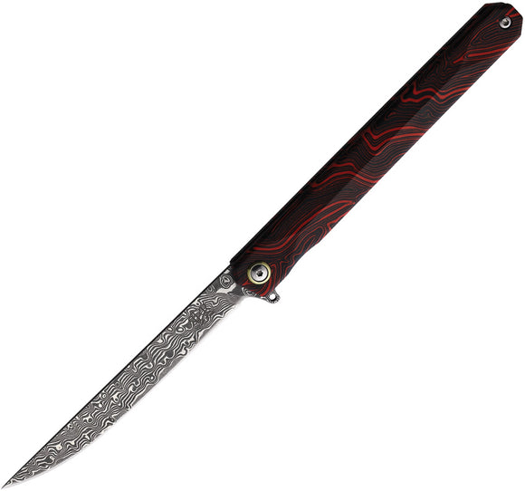 Rough Ryder Reserve Linerlock Black & Red G10 Folding Damascus Pocket Knife 031