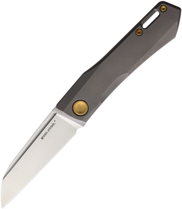 Real Steel Solis Split Joint Gold/Gray Titanium Folding N690 Pocket Knife 7062G
