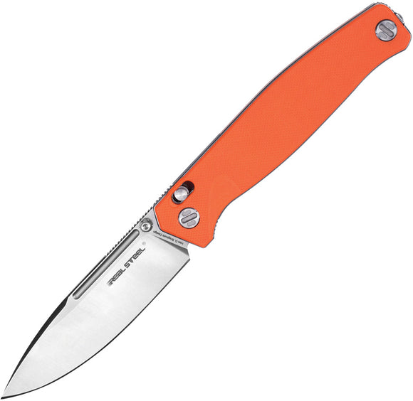 Real Steel Huginn Pocket Knife Slide Lock Orange G10 Folding VG-10 Blade 7651OS