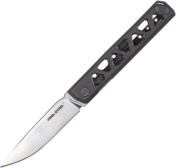 Real Steel Bruns Pocket Knife Framelock Dark Gray Titanium Folding VG-10 7661S