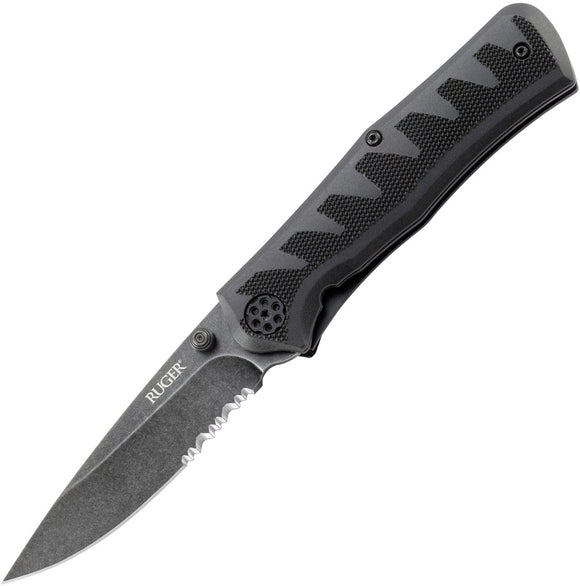 CRKT Ruger Black Crack-shot Compact Assisted SERRATED Folding Knife 1202K