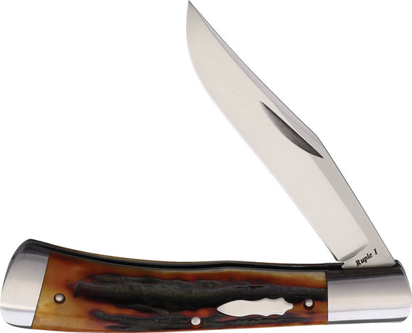 Old School Knifeworks Ruple 1 Trapper Amber Stag Bone Folding VG-10 Knife UP1AS
