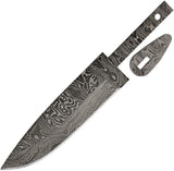 Alabama Damascus Steel Black 7.5" Fixed Drop Pt Knife Blade Blank & Guard 