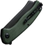 SENCUT Traxler Linerlock Green Micarta Folding 9Cr18MoV Pocket Knife 20057C4