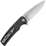 SENCUT Sachse Folding Knife Button Lock Black Micarta 9Cr18MoV 210071