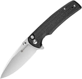 SENCUT Sachse Folding Knife Button Lock Black Micarta 9Cr18MoV 210071