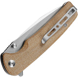 SENCUT Sachse Folding Knife Button Lock Brown Micarta 9Cr18MoV Steel 210073