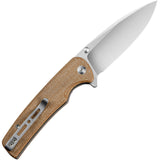 SENCUT Sachse Folding Knife Button Lock Brown Micarta 9Cr18MoV Steel 210073