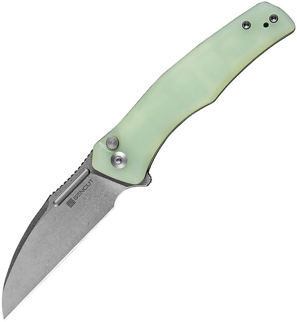 SENCUT Watauga Pocket Knife Button Lock Jade G10 Folding D2 Steel Blade 210113