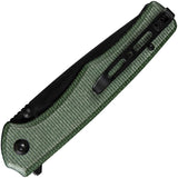 SENCUT Crowley Pocket Knife Button Lock Green Micarta Folding D2 Steel Blade 210123