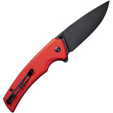 SENCUT Serene Button Lock Red Aluminum Folding D2 Steel Pocket Knife 21022B2