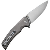 SENCUT Serene Button Lock Gray Aluminum Folding D2 Steel Pocket Knife 21022B3