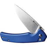 SENCUT Serene Button Lock Blue Aluminum Folding D2 Steel Pocket Knife 21022B4