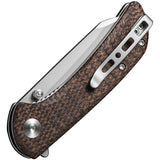 SENCUT Fritch Linerlock Brown Micarta Folding 9Cr18 Spey Pt Pocket Knife 220143