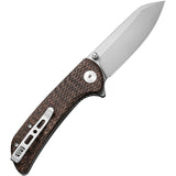 SENCUT Fritch Linerlock Brown Micarta Folding 9Cr18 Spey Pt Pocket Knife 220143