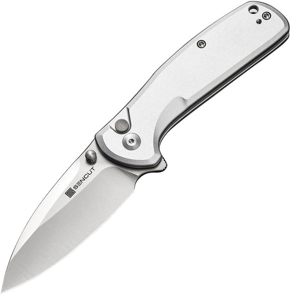 SENCUT ArcBlast Button Lock Gray Aluminum Folding 9Cr18MoV Pocket Knife 22043B2