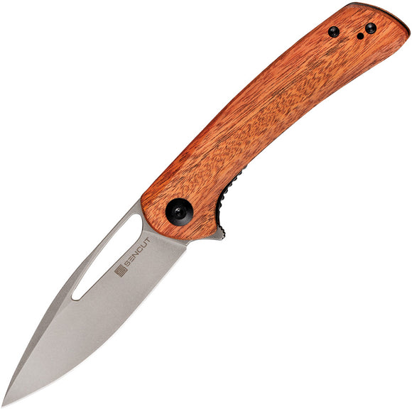SENCUT Honoris Folding Knife Linerlock Orange Wood 9Cr18MoV Clip Point 07A