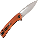 SENCUT Honoris Folding Knife Linerlock Orange Wood 9Cr18MoV Clip Point 07A