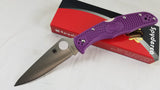 Spyderco Endura 4 Lockback Purple Handle Stainless Folding Blade Knife 10FPPR