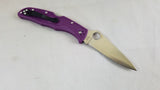Spyderco Endura 4 Lockback Purple Handle Stainless Folding Blade Knife 10FPPR