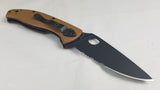 SPYDERCO Brown G-10 TENACIOUS Black Serrated Folding Pocket Knife - 122GPSBBN