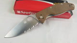Spyderco Tenacious Folding Knife Serrated Satin Brown G10 Reversible - 122GPSBN