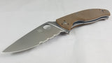 Spyderco Tenacious Folding Knife Serrated Satin Brown G10 Reversible - 122GPSBN