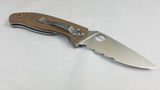 Spyderco Tenacious Folding Knife Serrated Satin Brown G10 Reversible - 122GPSBN