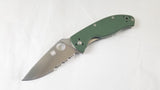 SPYDERCO Green G-10 TENACIOUS Serrated COMBO Folding Pocket Knife - 122gpsgr