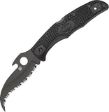 Spyderco Matriarch 2 Lockback Folding Serrated Blade Black Handle Knife 12SBBK2W