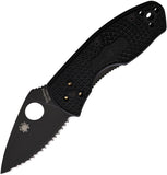 Spyderco Ambitious Lightweight Black FRN Folding Serrated 8Cr13 Knife 148SBBK
