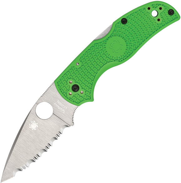 Spyderco Native 5 Salt Lockback Green FRN Folding LC200N Serrated Knife 41SGR5