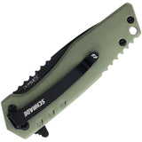 Schrade Artillery Folding Pocket Knife Linerlock Green Aluminum AUS-10A 1159312