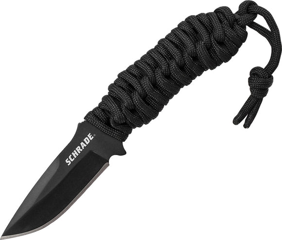 Schrade Neck Knife Carbon Stainless One Piece Black Fixed Blade F46