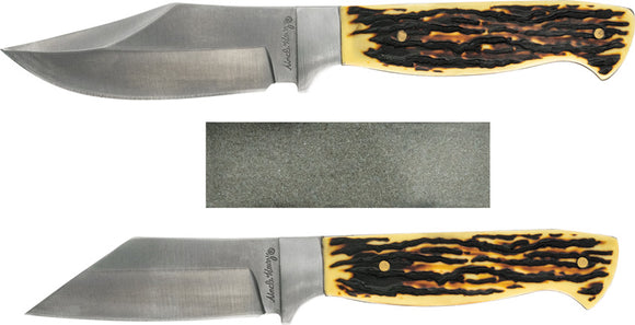 Schrade Staglon 2pc Fixed Blade Knife and Sharpening Set + Sheath 1157961