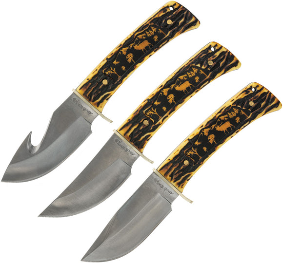 Schrade Elk Staglon 3pc Fixed Blade Knife Set 1157965
