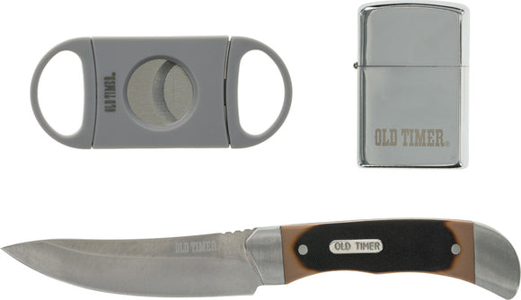 Schrade Derlin Fixed Blade Knife & Cigar Lighter Gift Tin Set 1158666