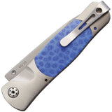 Sante Fe Stoneworks Tesoro Button Lock Blue Brain Handle Folding Knife SW01