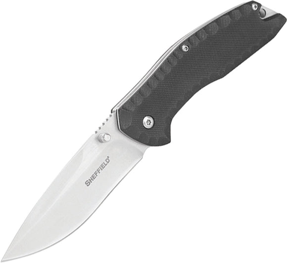 Sheffield Shiloh Pocket Knife Linerlock A/O Black Folding 420 Stainless 12166