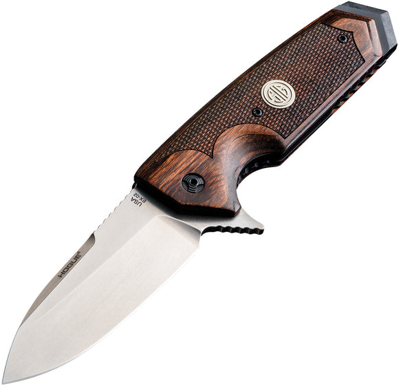 Sig EX-02 Linerlock Walnut Folding Knife 154CM Stainless Spear Point Blade 36214