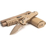 Sig Automatic K320A Knife Button Lock Coyote Tan CPM-S30V Stainless Serrated Blade 36333