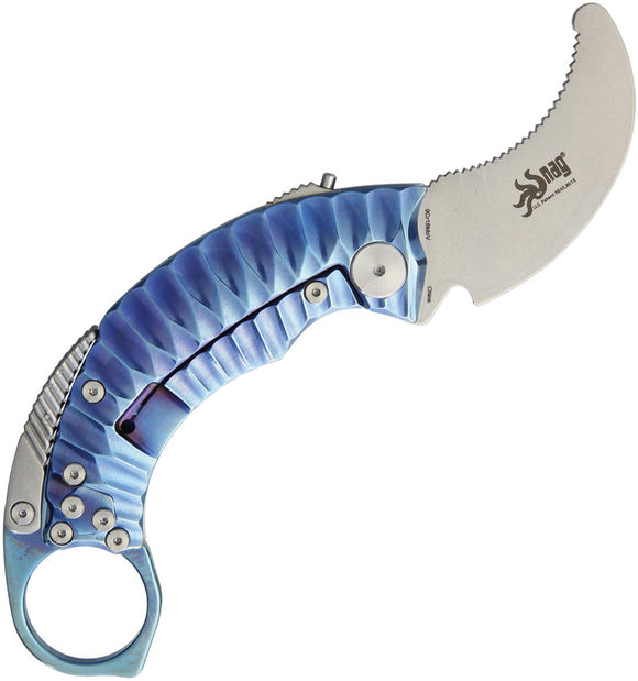 Krudo Snag X Controller Blue 420J2 Framelock Blunt Tip Folding Knife CGXT621