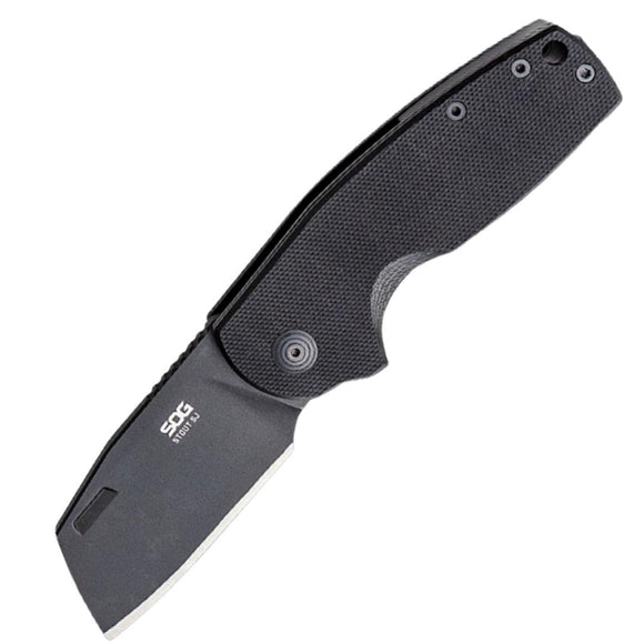 SOG Stout SJ Slip Joint Black G10 Folding D2 Cleaver Pocket Knife 16030757XX