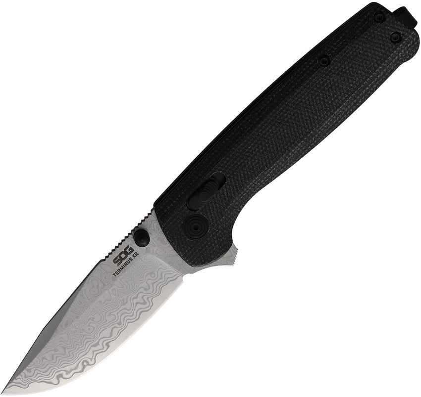Sog Terminus XR Lock Carbon Fiber & G10 Folding Damascus Pocket