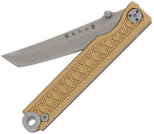 StatGear Samurai Linerlock Bronze Handle 440C Stainless Pocket Folding Knife 104