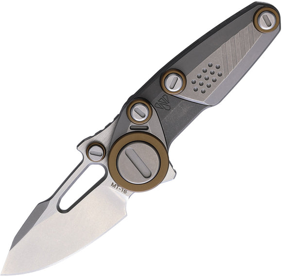 Stedemon NOC MT16 Pocket Knife Framelock Gray Titanium Folding M390 T16BLC
