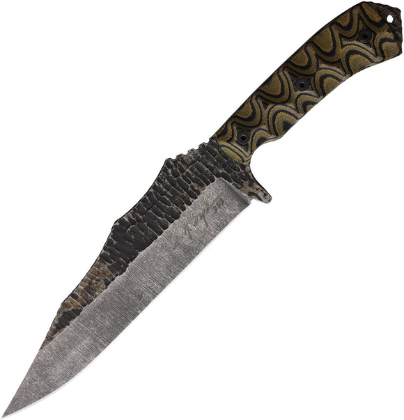 Stroup Knives Mountain Predator Camo Micarta 1095HC Fixed Blade Knife PMPCAMOC